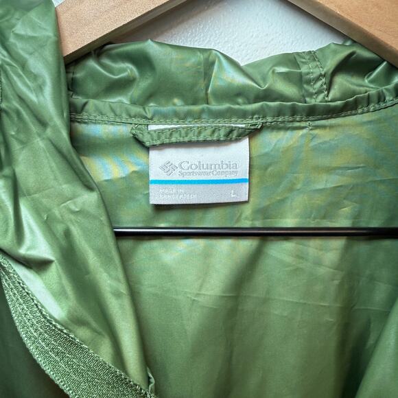 Columbia Center Ridge II Windbreaker Jacket Hooded Green Black Colorblock Large - Picture 4 of 7